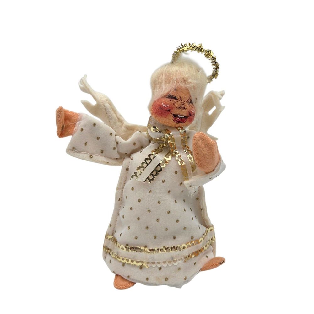 Vintage 1984 Annalee Mobilitee Christmas Angel Doll 7" Gold Dot 1976 Tag
